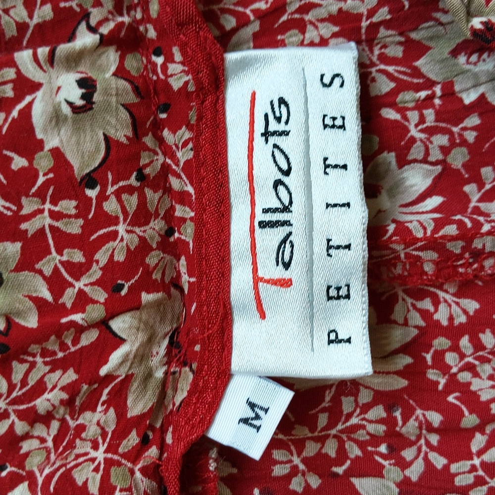 Talbots Petite Floral High Waisted High Rise Pleated Pants M Red White - Picture 2 of 16